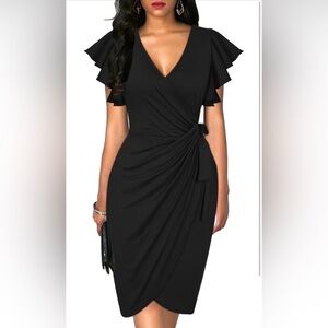 Elegant Black Wrap Cocktail Dress